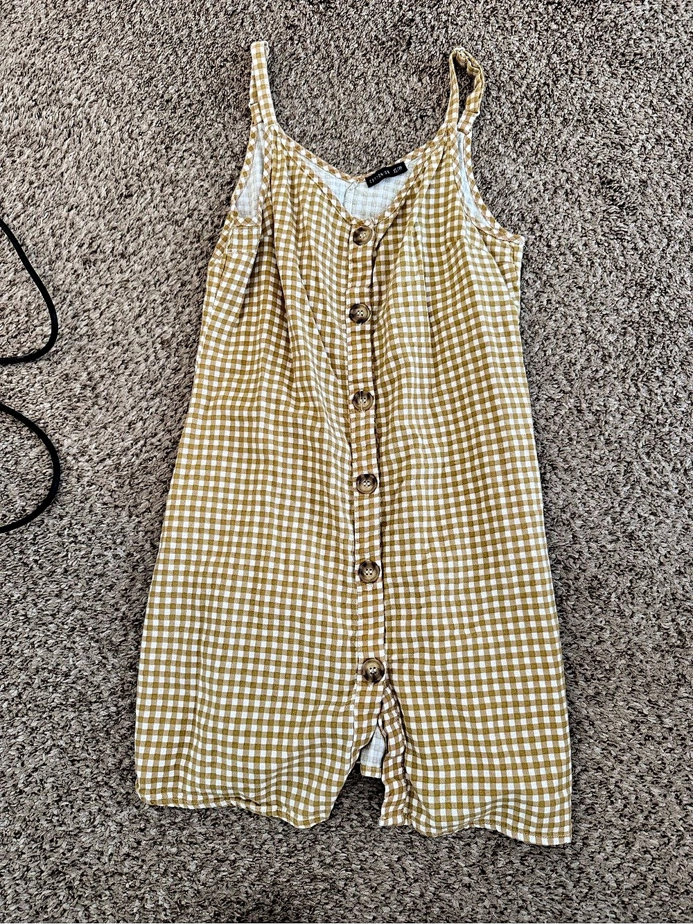 Cotton On Button Front Gingham Mini Dress Yellow & White